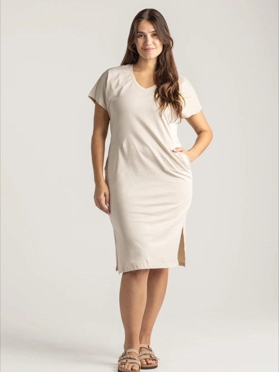 Maggie's Organics Dresses & Skirts - NWT Everyday V-Neck Cream Midi Dress - Maggie's Organics Kaftan Dress